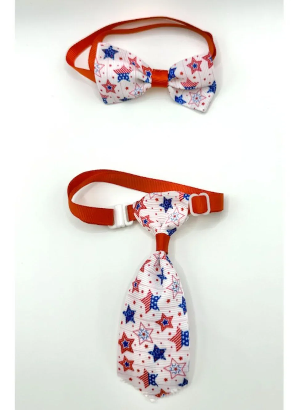 🇺🇸 USA Patriotic Pet Tie Set Stars Stripes Adjustable Dog Cat S/M NEW